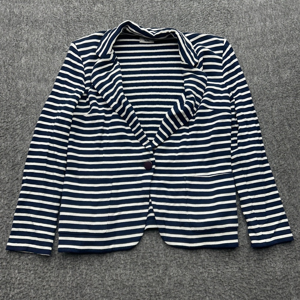 Weill Blazer Jacket Womens Size 8 Striped Navy Nautical Career Preppy